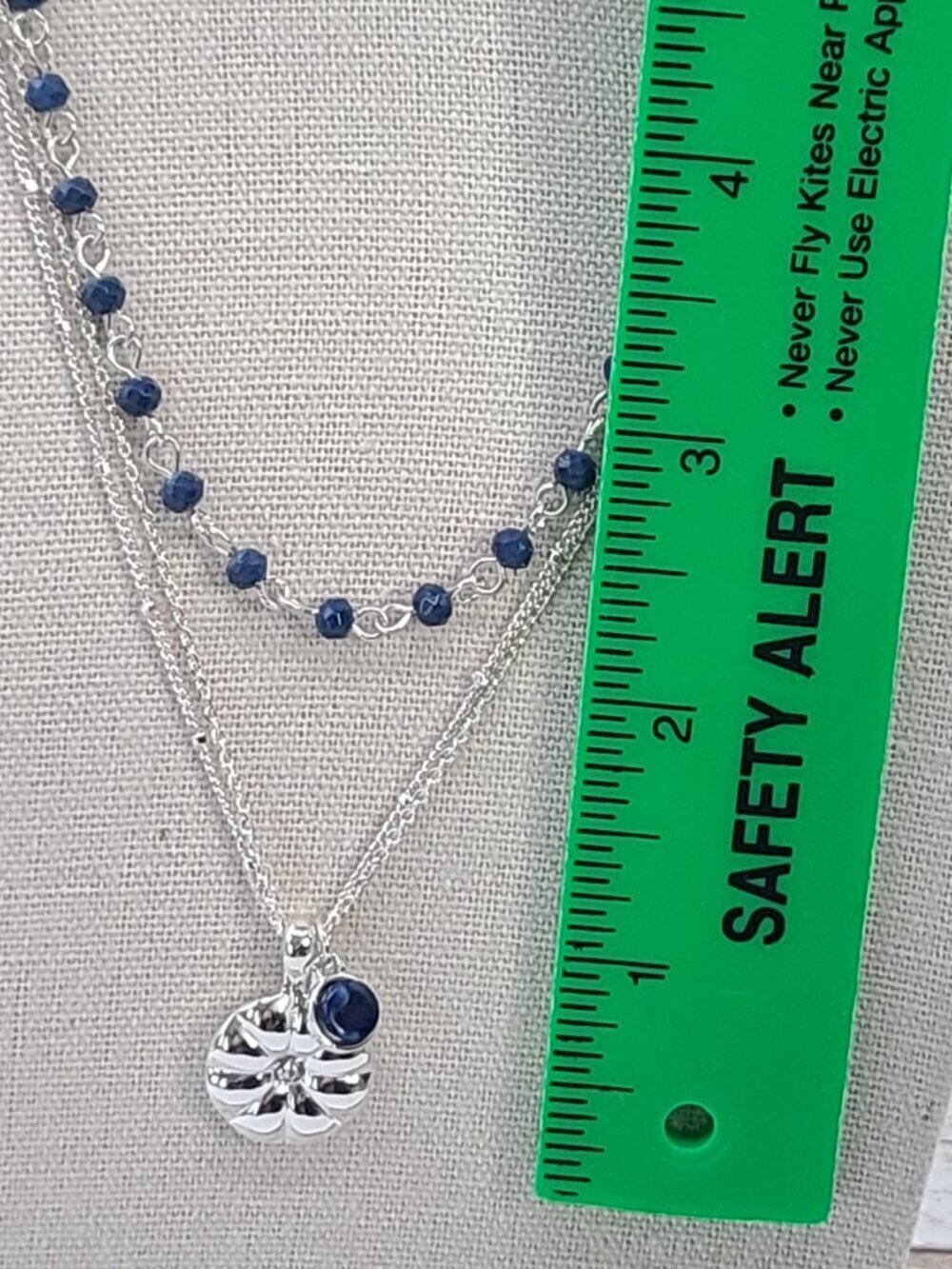 Loft Outlet Necklace Silver Tone Blue Beading Layered - Picture 9 of 12